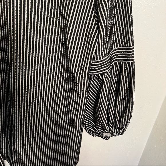 Max Studio Striped 3/4 Sleeve Tunic Top Black Ivory - Picture 9 of 14